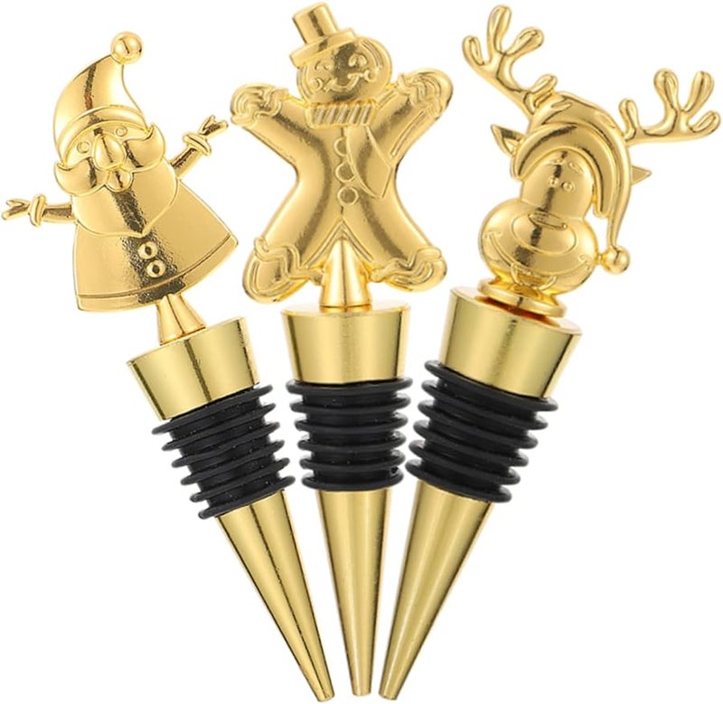 Cabilock 3pcs Christmas Bottle Stoppers Strong Sealing For Wine And Beverage - Image 1